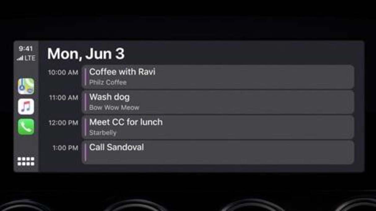 The CarPlay update includes an expanded Calendar app.
